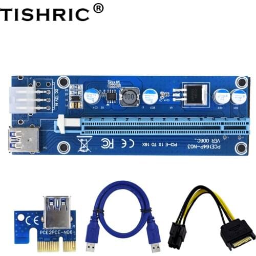 10PCS COVYIV gpu PCIE PCI-E Riser 006C card PCI E X16 PCI Express 6Pin to SATA 1X 16X USB3.0 Extender LED For Mining ETH BTC