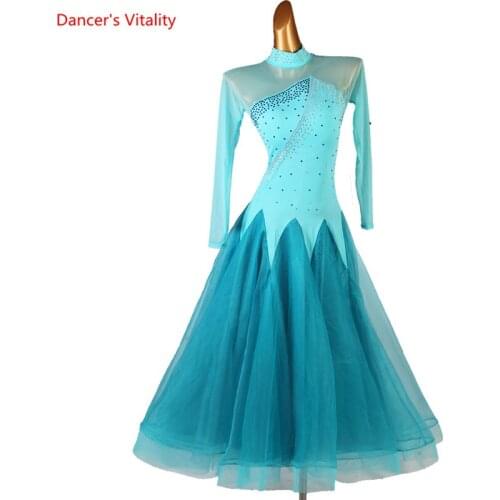 Modern Dance Female Child Adult High-end Diamond Sudded Dress Practice Profession Custom Big Swing Skirt Performance Clothing