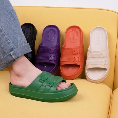 Women Slippers Summer Cock Flip Sandals Home House Slippers Wear Thick Soles and Increase Shoe EVA Med (3cm-5cm)