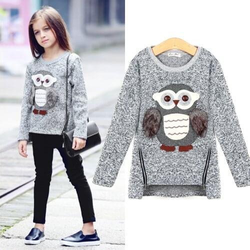 Sweater For Girls Kids Toddler Girsl Sweaters Pullover for Winter Autumn 2018 Clothes Cute Owl Warm Fleece Lined with Zipper