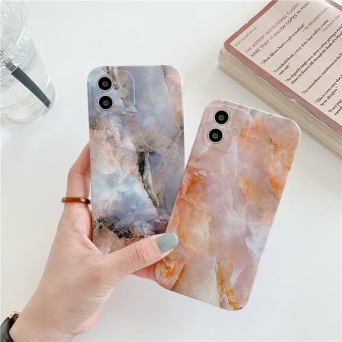 Texture Gradient Marble Phone Case For iphone 12 11 Pro Max X XS Max XR 7 8 Plus SE 2020 Granite Stone Smooth Back Cover