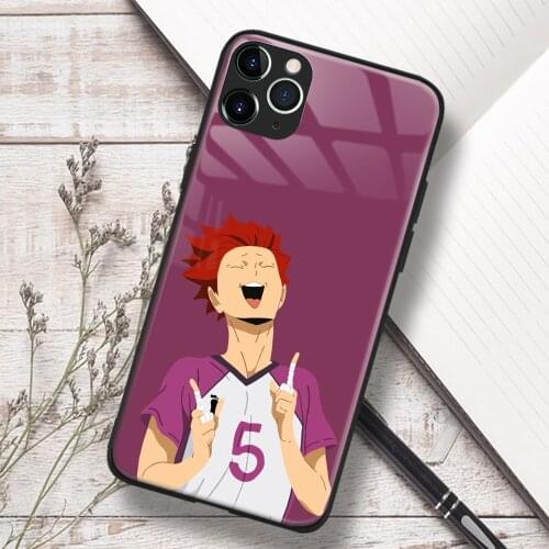 Tendou Satori Haikyu!! Anime Soft TPU Glass Phone Case for IPhone SE 6s 7 8 Plus X Xr Xs 11 12 Mini Pro Max Samsung
