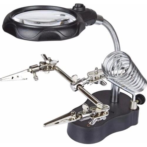 Welding Magnifying Glass with LED Light Desktop Magnifier 3.5X-12X lens Auxiliary Clip Loupe Third Hand Soldering Repair Tool
