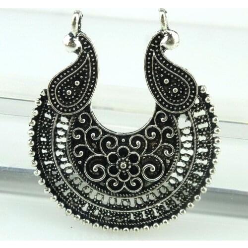 5pcs Ancient Filigree Peacock Boho Vintage Carving Hollow Gypsy Tribal Charms for Earring Findings 17367