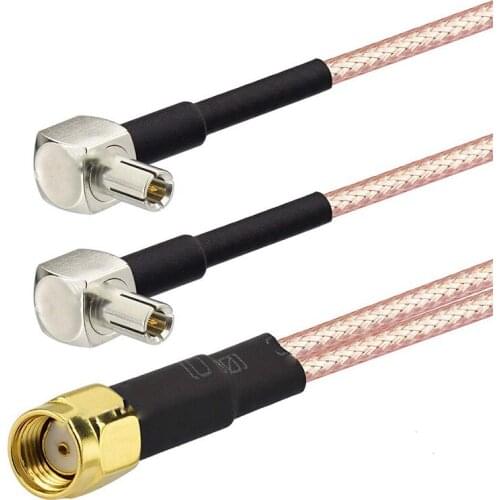 RP-SMA Male to Dual TS9 Male Splitter Combiner RG316 Cable Antenna RP-SMA Extension Cable WiFi 10CM 15CM 20CM 30CM 50CM