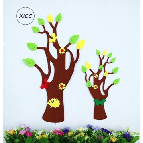 XICC Big Size Chiba Tree Finished Nonwoven Felt Package Synthetic Fur Fabric Kids Children Kindergarten Classroom Decor Patch