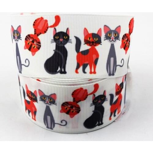1" Single Face Printed Cat hedgehog unicorn alpaca Grosgrain Ribbon 25mm 25 yards DIY bows crafts wedding decorative ribbons