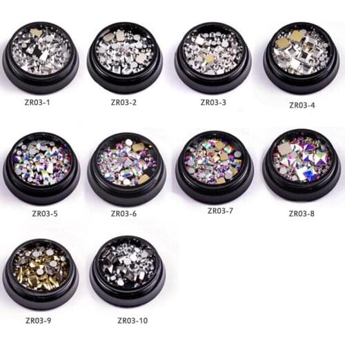 1 Box 10 different Style Rectangle Flat back AB Crystals Nail Jewelry Nail Decorations Loose Rhinestones Mixed Styles Nail Stone