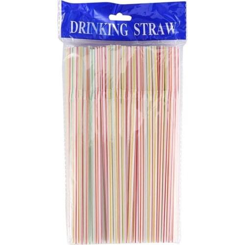 100pcs Plastic Drinking Straws Long Multi-Colored Striped Bedable Disposable Straws Party Multi Colored Rainbow Juice Milk Straw
