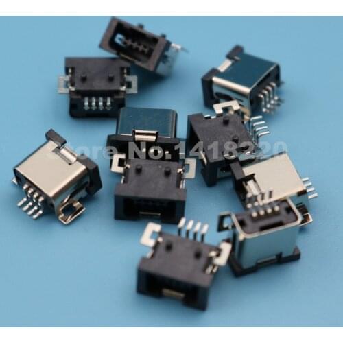 100Pcs Mistake Proof Mini USB 4Pin Female SMD SMT PCB Socket Solder Connector