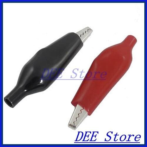 2 Pcs Red Black Plastic Metal Alligator Clip Clamp Testing Probe