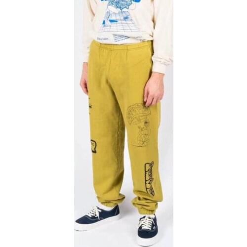 2020 Kanye West Brain Dead Gustavo Sweatpants Men Women Hip Hop High Quality Pants 1:1 Yellow/Black Cotton Trousers