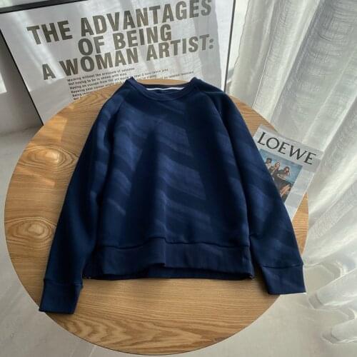 2021 Spring Autumn Fleece Warm Hoodies Womens Oversize Long Sleeve 4-stripe O-neck Sweatshirt Pullovers Female Fashion