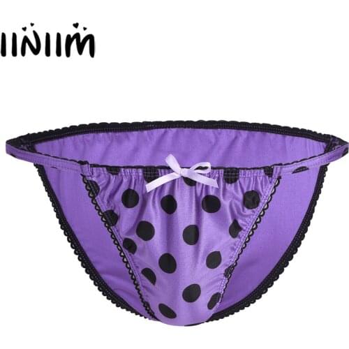 4 Color Sexy Mens Lingerie Polka Dots Bow Briefs Underwear Underpants Low Rise Slip Hommes Gay Male Jockstraps Hot Sexy Panties