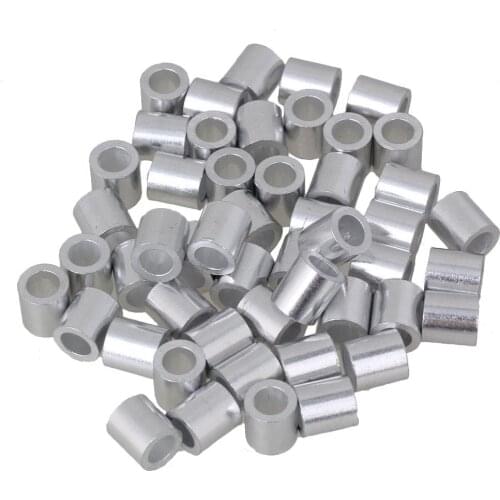5mm Round Ferrules Sliver Aluminum Crimping Loop Wire Rope Clip Sleeves Clamps for M5 Wire Rope Pack of 100