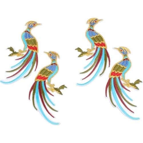 6pcs/lot Embroidered Iron On peacock Patch Sewing Phoenix Stickers DIY Dress Jeans Badge Handmade Patchwork Garments Accessories