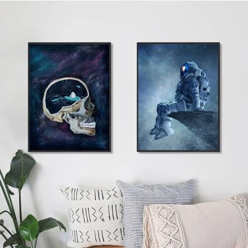 Astronauts Space Planet Stars Canvas Painting Print Living Room Home Decor Modern Wall Art Oil Painting Poster Salon Pictures HD