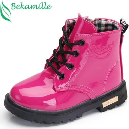 Bekamille Children Leather Boots Boys Girls Martin Boots Single Shoes Girl Autumn Winter Baby Boots Kids Sneaker SYJ046