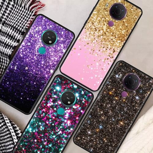 Gold Pink Glitter Print Cell Phone Case for Nokia 5.4 7.2 3.4 5.3 2.3 3.2 8.3 5G 2.4 2.2 4.2 1.3 1.4 C20 G20 X20 Cover Coque