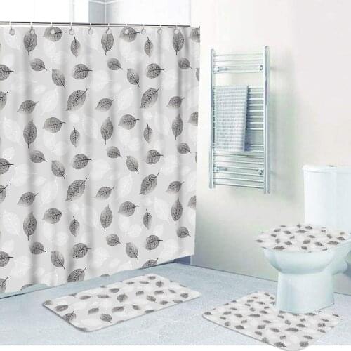 W Get Naked Black Polyester Fabric Shower Curtain Non-Slip Soft Bath Mat Toilet Lid Cover Rugs Letter Home Bathroom Decor Set
