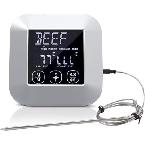 Digital Press Screen Cooking Thermometer Suitable for Meat and Poultry Wired Probe, Used for Frying Pan Oven Grilling