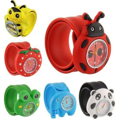 Childrens Cartoon Watch Cute Animal Fruit Kids Silicone Patted Watch Girl Boy Favorite Toy Quartz Watch Christmas Birthday Gift