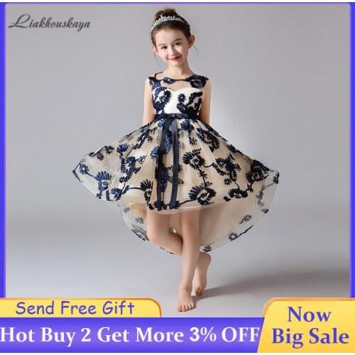 Kids Dresses For Girls Vintage Embroidery Flower Girl Dress Wedding And Banquet Long Elegance Bridesmaid Evening Dresses 3-14 Y