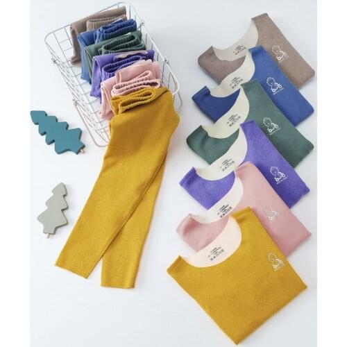 3-12 Years Old Children Thermal Underwear Set Lovely Cartoon Soft Boys Girls Clothes Sets Casual Fashion Warm Kids Baby Suit