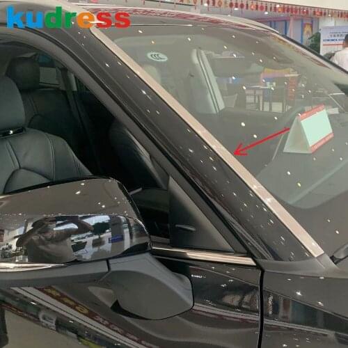 For Toyota Highlander Hybrid 2021 2022 ABS Chrome Front Window A Pillar Trim Cover Decoration Molding Strips Car Styling 2pcs
