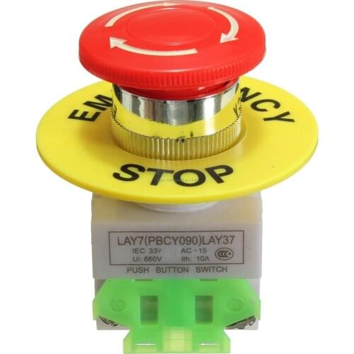 Switch equipment elevator elevator lock self-locking red mushroom hat 1NO 1NC DPST emergency stop button switch AC 660V 10A
