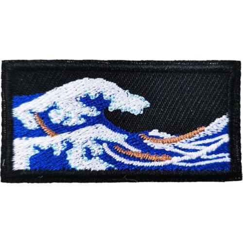 Small Great Wave Embroidered Patch Free Shipping Applique Sewing Supplies Halloween Gifts Iron on Patches for Clothes Jacket