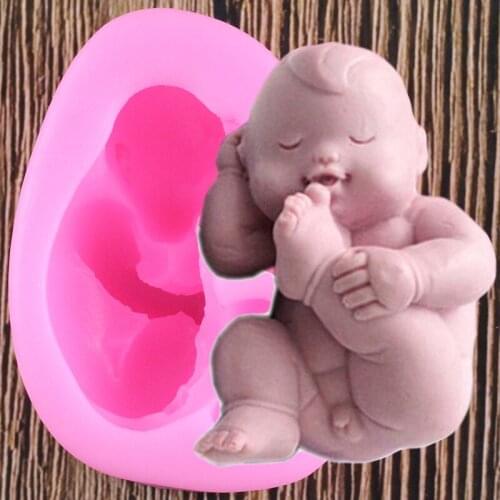 Cute Baby Silicone Molds 3D Craft Soap Polymer Clay Candle Mold DIY Fondant Cake Decorating Tools Candy Chocolate Gumpaste Mould