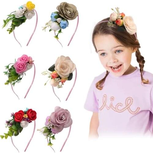 Girls Baby Fashion Headmade Flower Headband For Kid Hair Band Hoops Headdress Hair Accessories Princess Photography Props