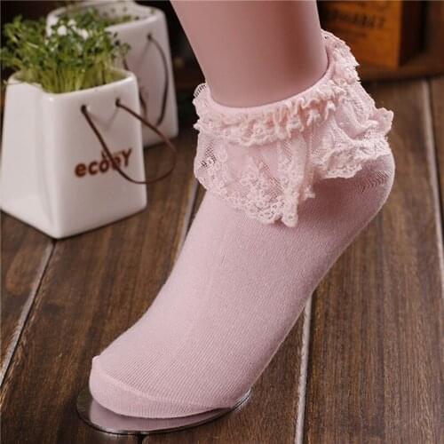 1 Pair Girls Fashion Sock Solid Color Kids Comfortable Socks Spring Autumn Children Breathable Japanese Style Lace Socks New