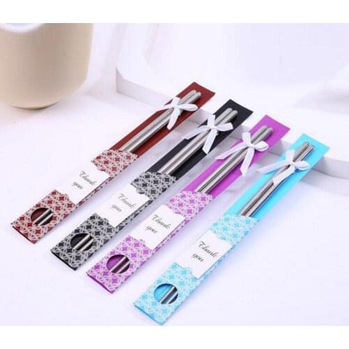 Fashion Stainless Steel Chopsticks Tableware Wedding Favors Gift With Retail Package For Guest LX8726