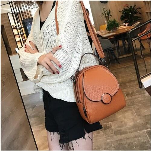New Designer Fashion Leather Backpack Mini Soft Touch Multi-Function Small Backpack Ladies Shoulder Bag Solid Color Simplicity