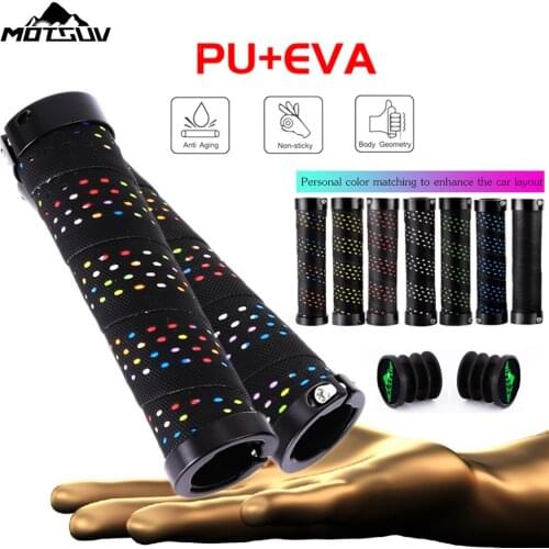 MOTSUV Bicycle Handlebar Grips MTB Bike Bilateral locking handle EVA+PU+alloy ring locked Comfortable shock absorption Grips