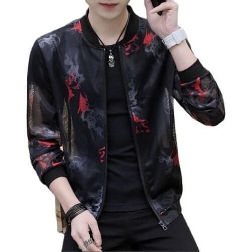 Mens Jackets Thin Fashion Piercing Sun-Protective Coats Slim Fit Pilot Coat Men Clothing Spring Summer Men Coat Plus Size M-5XL