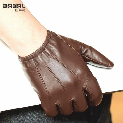 New Fashion Mens Brown Real Leather Police Driving Tactical Gloves