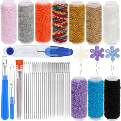 Nonvor Sewing Tools Kit Sewing Threads With Needles Ripper Scissors Threader Household Hand Stitching DIY Sewing Supplies
