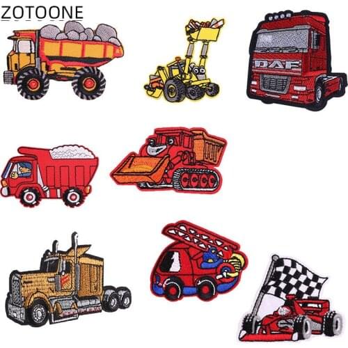 ZOTOONE Cartoon Car Patch Parches Bordados Para La Ropa Stripes on Clothes DIY Patches for Clothing Embroidered Badges C