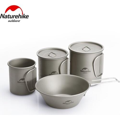 Naturehike Lightweight Titanium Water Cup Mug Tableware Outdoor Cookware Bowl Dinner for Travel Camping