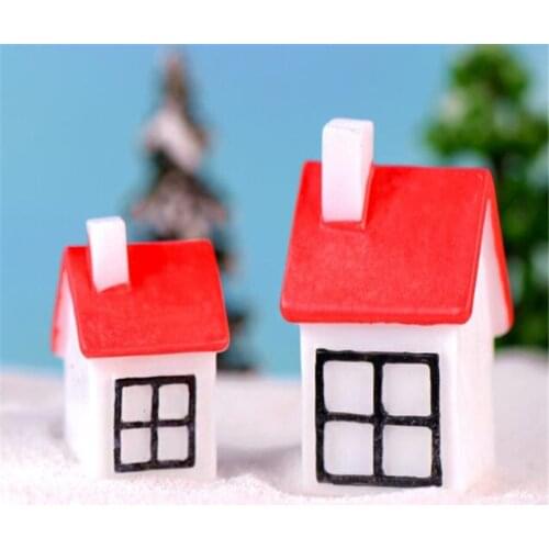 New Year 2021 Mini House Micro Landscape Christmas Decorations for Home Garden Miniature Statue DIY Resin Crafts Ornaments 1PC