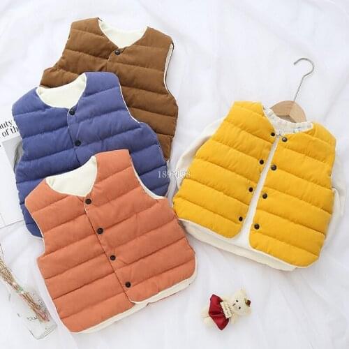Autumn Winter Childrens Cotton Padded Vest Baby Kids Warm Waistcoat Boys Girls Casual Parkas Vest