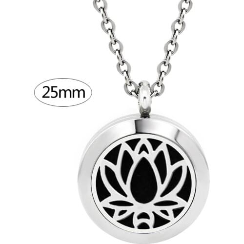 25mm Essential Oil Diffuser Necklace 316 Stainless Steel Aromatherapy Diffuser Necklace Wholesale BA115-274