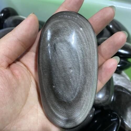 Natural Silver Obsidian Palm Play Palm Palmstone Palm Stones Plaything Healing Crystals And Home Decoration Gift