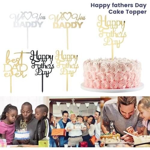 Daddy Birthday Party Cake Decorations Gold Father Happy Birthday Acrylic Cake Topper Dad Birthday Cake Topper for Fathers day