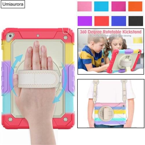 360 Rotation Hand Strap Shockproof Tablet Case for IPad Mini 5 Air 2 3 4 10.9 6th 9.7 7th 8th 10.2 Pro 11 2021 Protective Cover