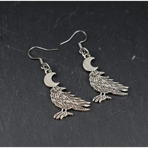 Raven Moon Earring For Women Metal Eagle Dangle Earring Gothic Witchy Girl Jewelry