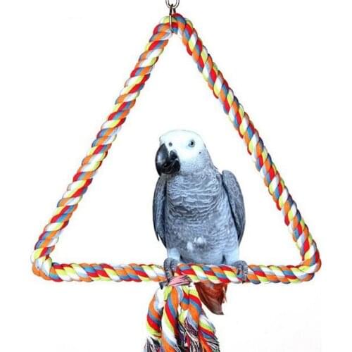 Colorful cotton string bird perches climbing grinding beak toy Triangle cotton string swing Large size